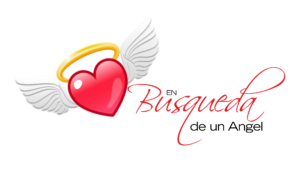 En búsqueda de un ángel campaign logo with a heart, wings and halo.