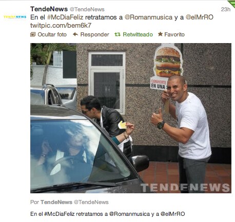 TendeNews historical photograph of Román EL RO participating in McDía Feliz in Caracas in November 2012.